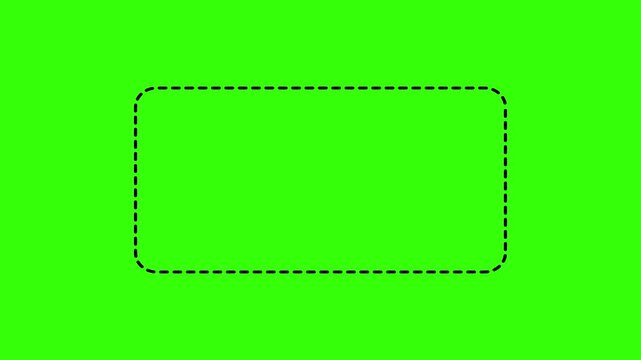 Square frame animation of dotted lines on a black background. Square path animation of dotted lines from left to right.