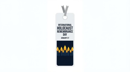 flat international holocaust remembrance day bookmark template illustration template featuring row of small candles on a dark background on pure white background isolated for easy use