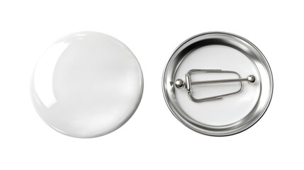 White round button with metal back isolated on a transparent background 