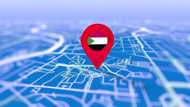 Sudan Flag Pin Location On Digital Map Revealing By Cloth