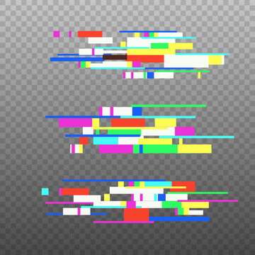 Glitch pixel screen noice effect. Futuristic grain damage geometric grunge design element. Disintegration techno computer screen error templates. 
