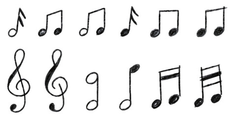 Hand drawn music notes on white background isolated on a transparent background 1