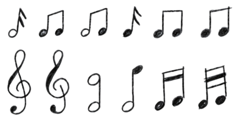 Hand drawn music notes on white background isolated on a transparent background 1