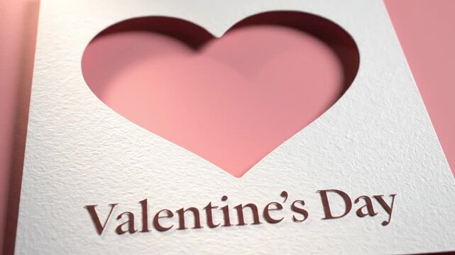 Elegant Valentines Day card with a heart shape cutout and soft pink