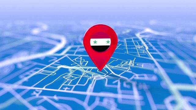 Syria Flag Pin Location On Digital Map Revealing By Cloth