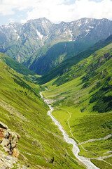 Fototapeta premium Taschach stream not far from Pitztaler glacier, the Austrian Alps 