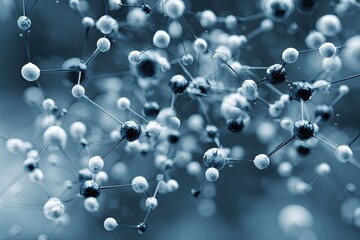 Close-up of connected spherical forms, showcasing molecular or cellular structures