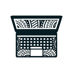 Decorative Laptop Vector Illustration with Abstract Patterns