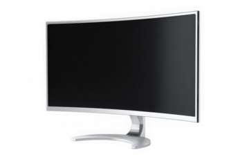 Modern curved monitor isolated on transparent background