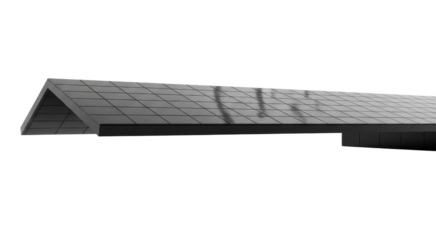 Close up texture of photovoltaic roofing shingles isolated with transparent background