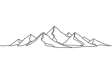 One line mountains continuous line landscape illustration minimal style