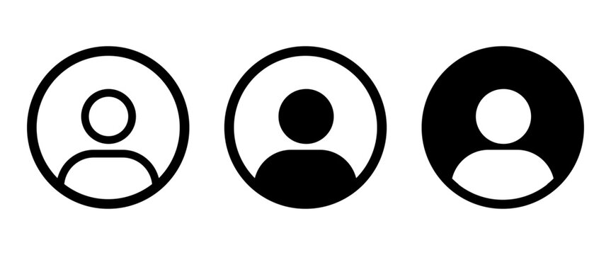 User Profile Icon Set Simple Black Avatar Silhouette Isolated for App Interface Vector Illustration