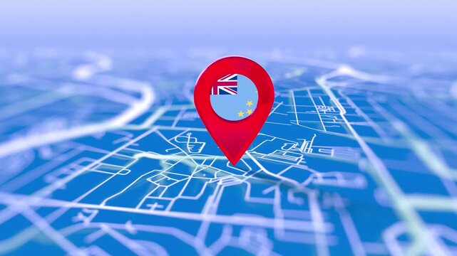 Tuvalu Flag Pin Location On Digital Map Revealing By Cloth