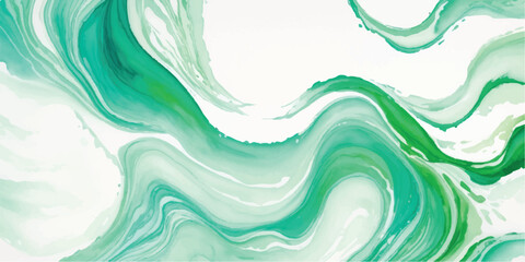 Elegant Emerald and Teal Alcohol Ink Fluid Art Abstract Background with Soft Waves