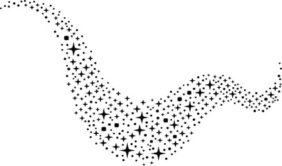 Magical sparkling star trail vector, glittering cosmic dust wave, celestial stardust swirl, decorative light effect element © Majnur