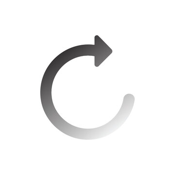 Flat minimalist refresh icon with smooth gradient gray circular arrow curving clockwise.