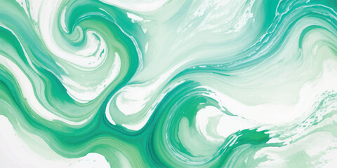 Vibrant Lime and Forest Green Marbled Texture with Fluid Alcohol Ink Swirls and White Accents