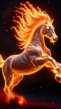 Horse Fire Spirit Running Majestic Stallion Phoenix Horse Fantasy Concept Art Vertical Cinematic Warmth