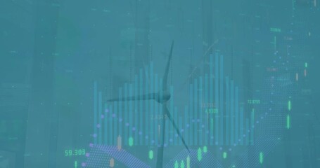 Animation of data processing over wind turbine - Powered by Adobe