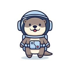 Cartoon Otter Astronaut Illustration