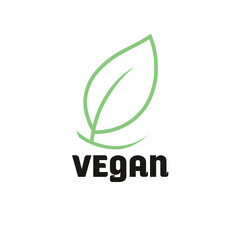 Minimal Vegan Leaf Logo &ndash; Clean Plant-Based & Eco Friendly Icon