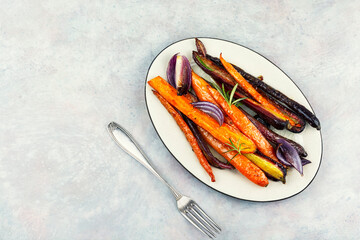 Oven baked caramelized vegetable.