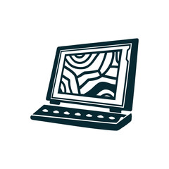 Abstract Laptop with Organic Screen Pattern Vector Icon
