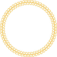 Golden color minimalist round frame, outline decorative element with copy space