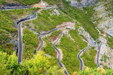 Mountain serpentine road in North Albania