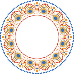 Ornamental Round Dots Frame with copy space in retro style, isolated