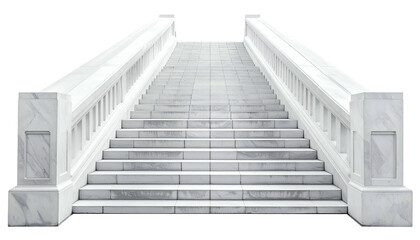 Obraz premium Ascending marble staircase, symmetric design, with balustrades, rising to an unknown point