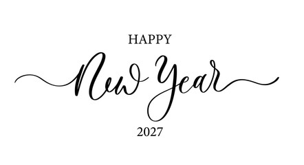 Handwritten Calligraphy Happy New Year 2027 Vector Design.