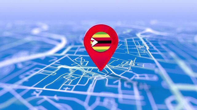 Zimbabwe Flag Pin Location On Digital Map Revealing By Cloth
