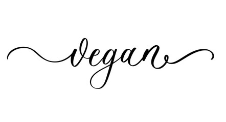 Handwritten Calligraphy Vegan Organic Plant Based Vector Lettering Design.