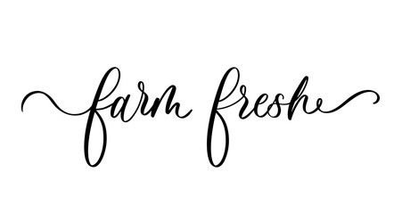 Handwritten Calligraphy Farm Fresh Organic Market Vector Lettering Design