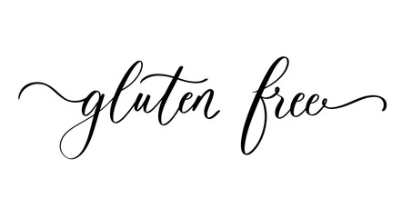 Handwritten Calligraphy Gluten Free Organic Food Label Vector Design