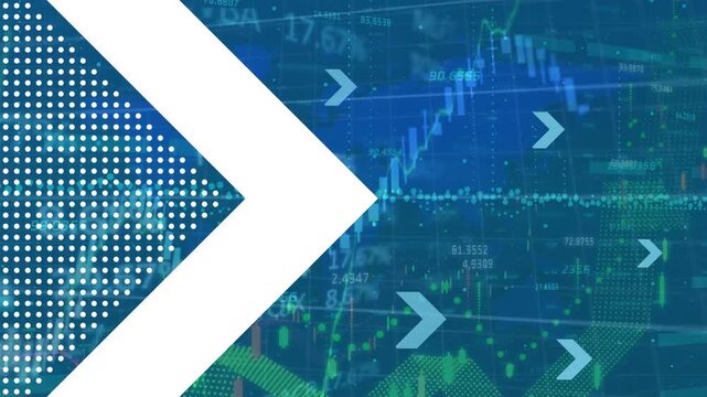 Animation of arrows over financial data processing