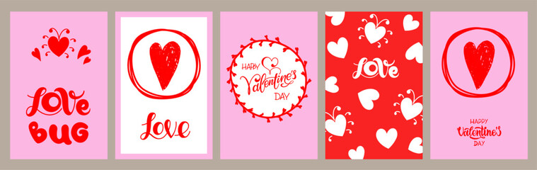 A set of holiday postcards. Valentine's Day
