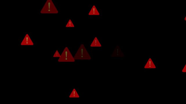Attention Signs Falling on a black Background High Definition Colorful Animation Sense.with 4k video animation.