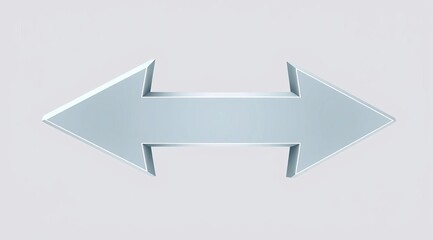 Volumetric gray double left-right arrow on a white background. 3D navigation icon, direction selection symbol, minimalist design.