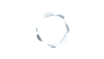 A digital rendering of a circular tear or hole in a dark background, with jagged edges