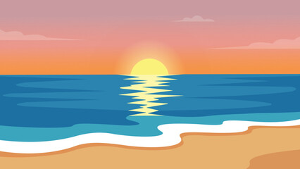 Ocean Sunset Reflection Over Waves