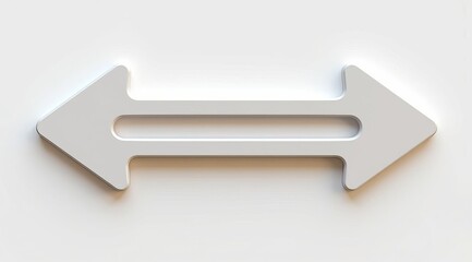 Volumetric gray double left-right arrow on a white background. 3D navigation icon, direction selection symbol, minimalist design.