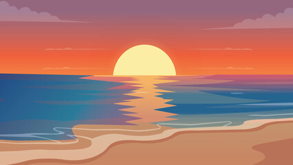 Dramatic Sea Sunset Horizon View