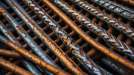 Abstract rebar steel pattern, cement theme