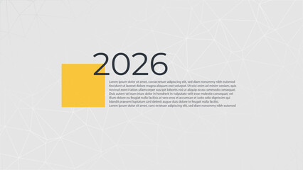 2026 year with sample text nfographic illustration. Grey low poly vector background. Element for business, web design, event, page, report, presentation. Triangle pattern