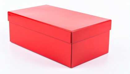 Bright Red Rectangular Shoebox with Lid on White Surface