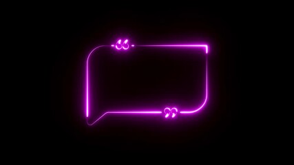square massage box icon. Neon Speech Bubble on Black Background. massage icon and inverted comma. - Powered by Adobe