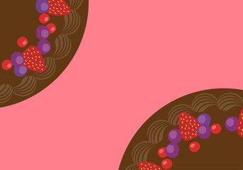 Chocolate cake background frame illustration for Valentine&rsquo;s Day with copy space