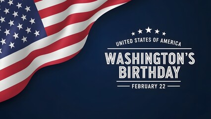 Washington&rsquo;s Birthday February 22 with American Flag, United States Federal Holiday Background.